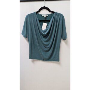 Green Envelope LA Dark Teal Cowl-Neck Blouse
